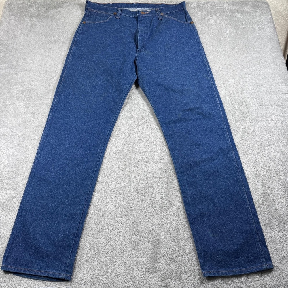 VINTAGE Wrangler Jeans 13MWZ Mens 36x32 (Fits 34X32) Blue Cowboy Cut Western USA